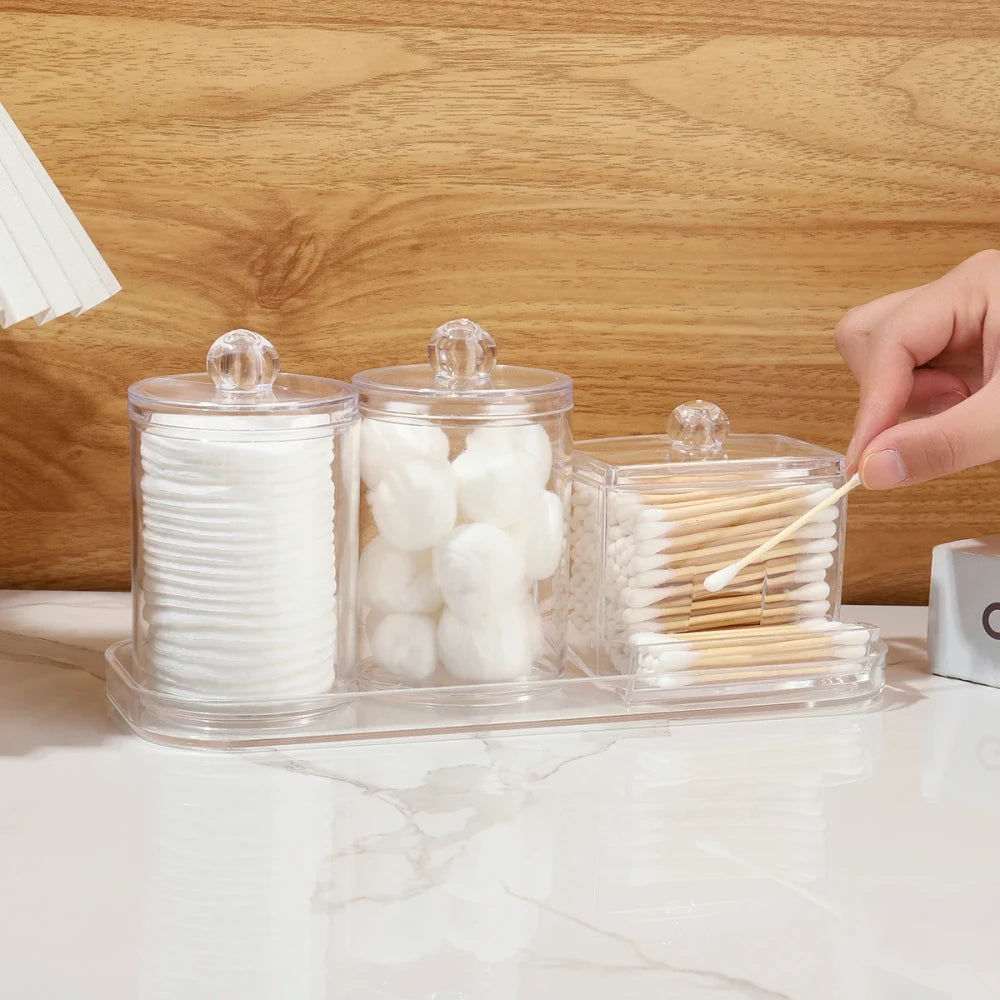 Acrylic Cotton &amp; Q-Tip Organizer Set