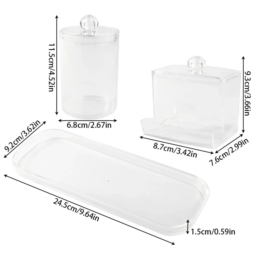 Acrylic Cotton &amp; Q-Tip Organizer Set