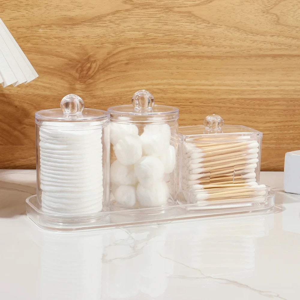 Acrylic Cotton &amp; Q-Tip Organizer Set