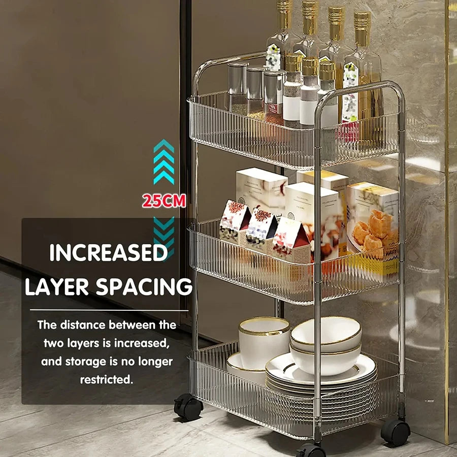 Clear Acrylic Rolling Storage Cart