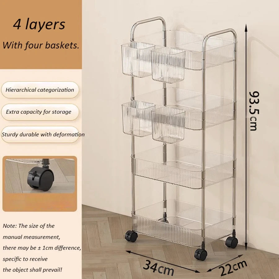 Clear Acrylic Rolling Storage Cart