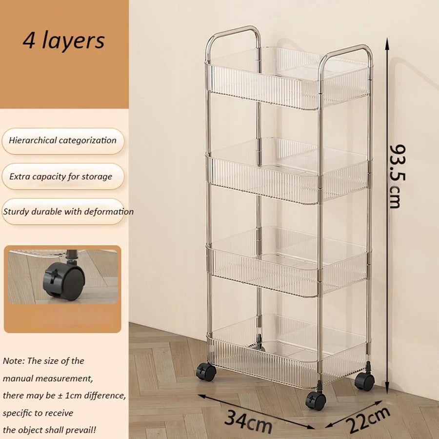 Clear Acrylic Rolling Storage Cart