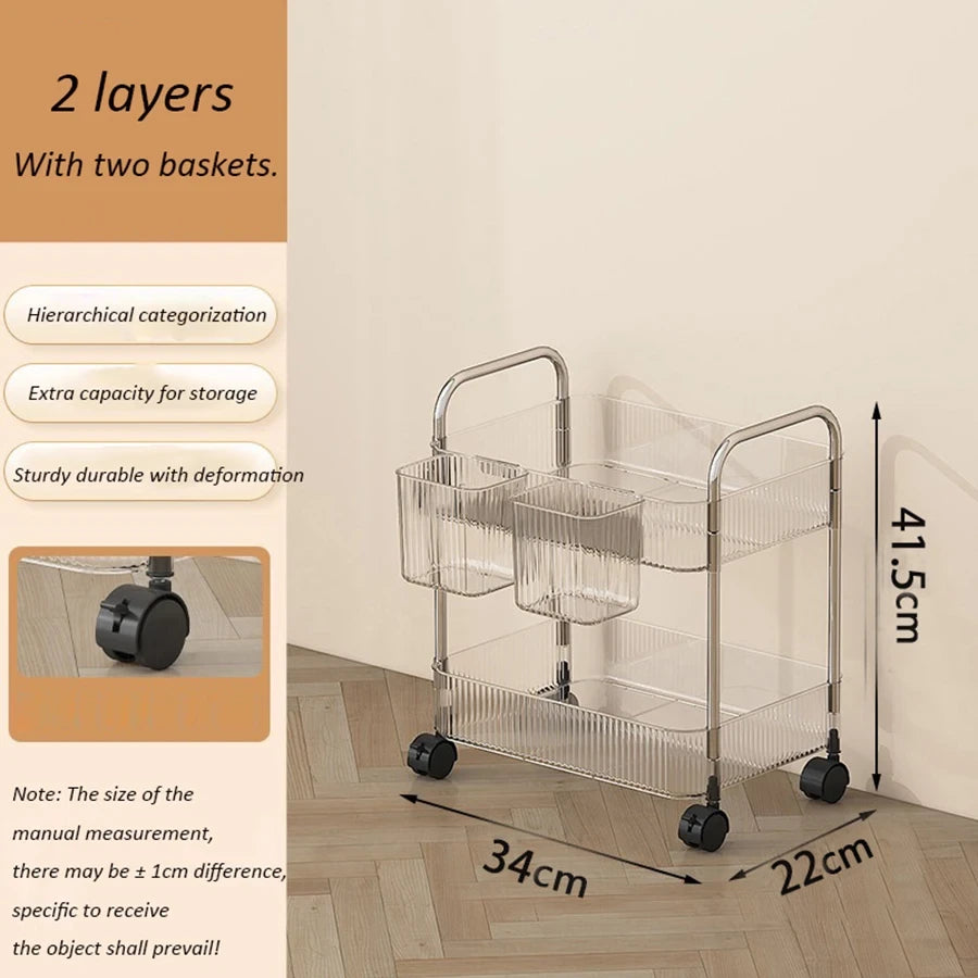 Clear Acrylic Rolling Storage Cart