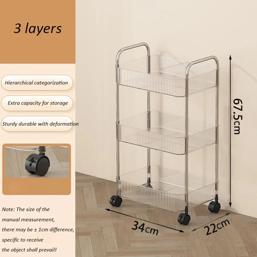 Clear Acrylic Rolling Storage Cart