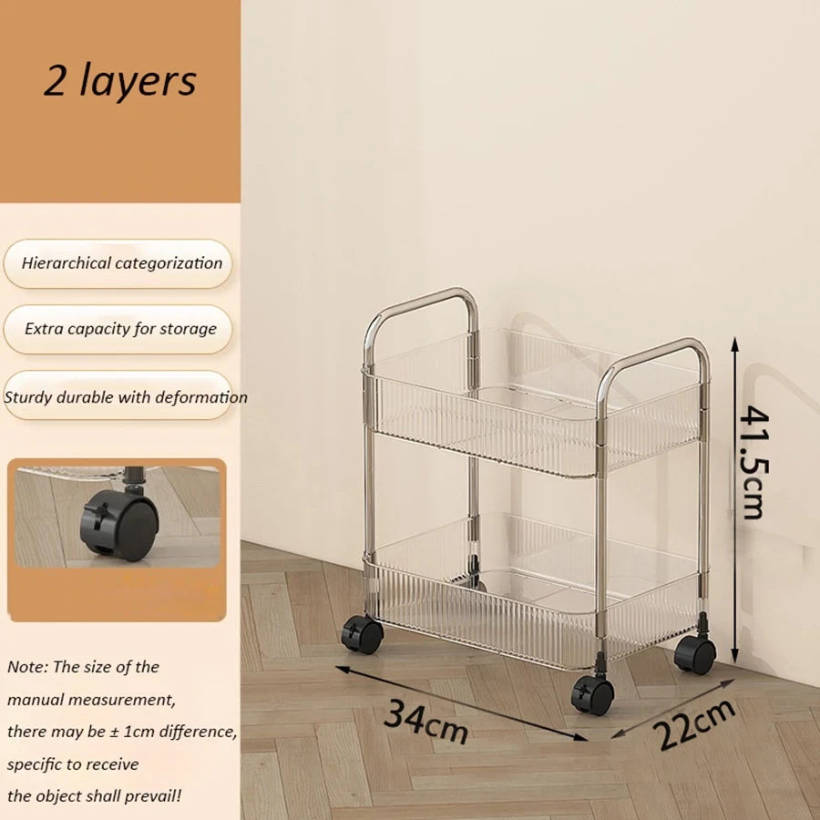 Clear Acrylic Rolling Storage Cart
