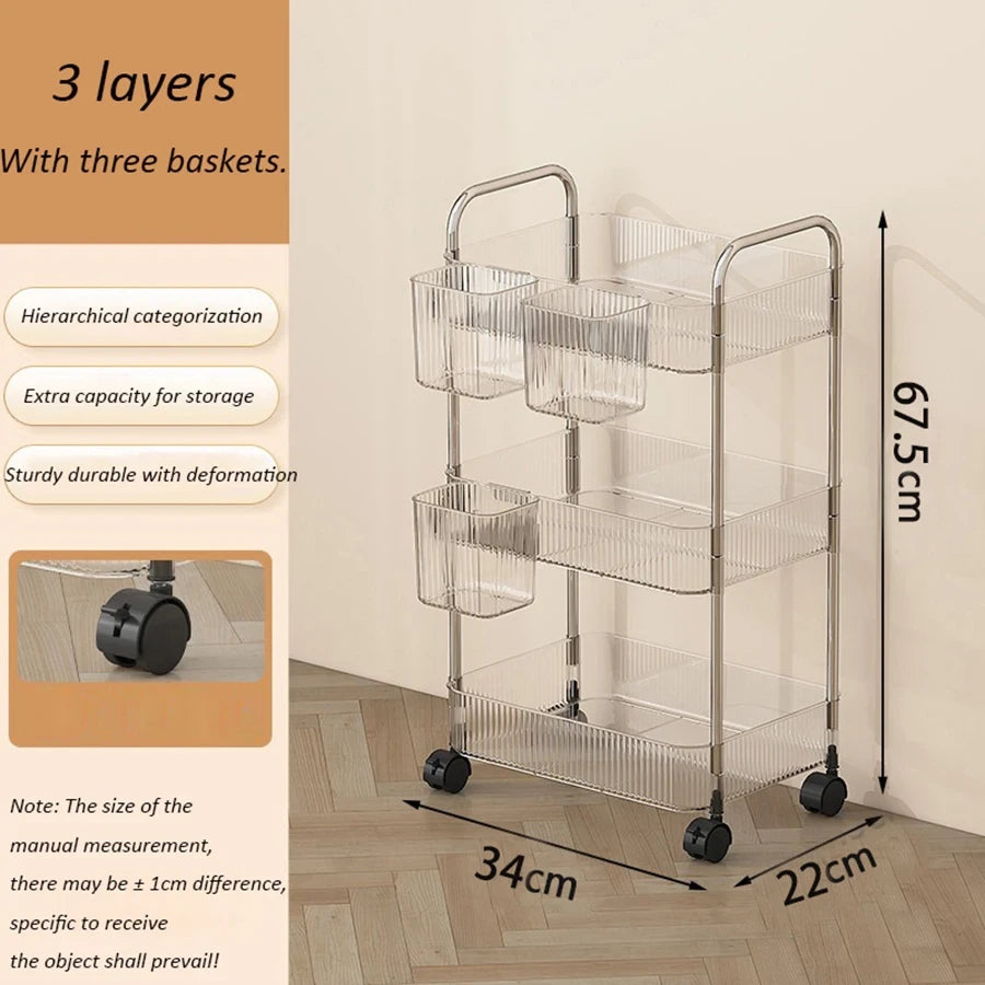 Clear Acrylic Rolling Storage Cart